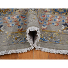 Load image into Gallery viewer, 12&#39;x18&#39; Silver Gray, THE SUNSET ROSETTES, Broken and Erased Persian Inspired Design, Wool and Pure Silk, Hand Knotted, Oversized Oriental Rug FWR468198