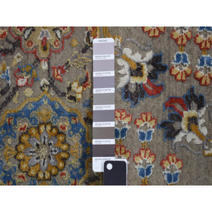 12'x18' Silver Gray, THE SUNSET ROSETTES, Broken and Erased Persian Inspired Design, Wool and Pure Silk, Hand Knotted, Oversized Oriental Rug FWR468198