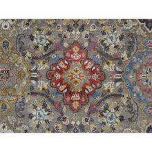 Load image into Gallery viewer, 12&#39;x18&#39; Silver Gray, The Sunset Rosettes, Broken And Erased Persian Inspired Design, Wool And Pure Silk, Hand Knotted, Oversized Oriental Rug FWR468198