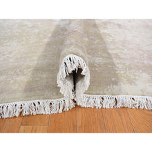 Load image into Gallery viewer, 12&#39;x15&#39;4&quot; Pink Gray, Broken and Erased Persian Inspired Design, Wool and Silk with Touch of Pink, Hand Knotted, Oversize Oriental Rug FWR468222