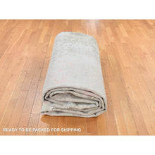 Load image into Gallery viewer, 12&#39;x15&#39;4&quot; Pink Gray, Broken and Erased Persian Inspired Design, Wool and Silk with Touch of Pink, Hand Knotted, Oversize Oriental Rug FWR468222