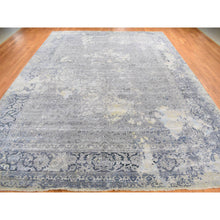 Load image into Gallery viewer, 12&#39;x18&#39; Cloud Gray, Broken and Erased Persian Design, Wool with Pure Silk, Hand Knotted, Oversized Oriental Rug FWR468228