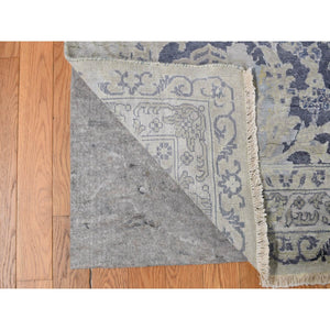 12'x18' Cloud Gray, Broken and Erased Persian Design, Wool with Pure Silk, Hand Knotted, Oversized Oriental Rug FWR468228