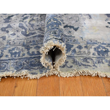 Load image into Gallery viewer, 12&#39;x18&#39; Cloud Gray, Broken and Erased Persian Design, Wool with Pure Silk, Hand Knotted, Oversized Oriental Rug FWR468228