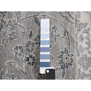 12'x18' Cloud Gray, Broken and Erased Persian Design, Wool with Pure Silk, Hand Knotted, Oversized Oriental Rug FWR468228