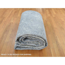 Load image into Gallery viewer, 12&#39;x18&#39; Cloud Gray, Broken and Erased Persian Design, Wool with Pure Silk, Hand Knotted, Oversized Oriental Rug FWR468228
