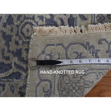 Load image into Gallery viewer, 12&#39;x18&#39; Cloud Gray, Broken and Erased Persian Design, Wool with Pure Silk, Hand Knotted, Oversized Oriental Rug FWR468228