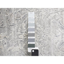 Load image into Gallery viewer, 2&#39;7&quot;x5&#39;10&quot; Ash Gray, Hand Knotted, Damask Tone On Tone Design, Wool and Silk, Hi-Lo Pile, Runner Oriental Rug FWR468252