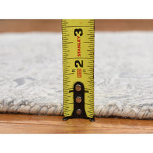 Load image into Gallery viewer, 2&#39;7&quot;x5&#39;10&quot; Ash Gray, Hand Knotted, Damask Tone On Tone Design, Wool and Silk, Hi-Lo Pile, Runner Oriental Rug FWR468252
