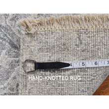 Load image into Gallery viewer, 2&#39;7&quot;x5&#39;10&quot; Ash Gray, Hand Knotted, Damask Tone On Tone Design, Wool and Silk, Hi-Lo Pile, Runner Oriental Rug FWR468252