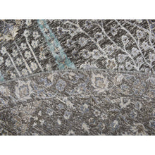 Load image into Gallery viewer, 11&#39;9&quot;x11&#39;9&quot; Stone Gray, Cypress Tree Design, Silk With Textured Wool, Hand Knotted, Round Oriental Rug FWR468258