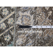 Load image into Gallery viewer, 11&#39;9&quot;x11&#39;9&quot; Stone Gray, Cypress Tree Design, Silk With Textured Wool, Hand Knotted, Round Oriental Rug FWR468258