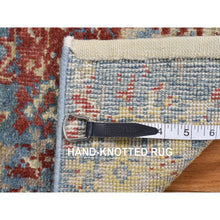Load image into Gallery viewer, 2&#39;5&quot;x6&#39; Air Force Blue, Broken Design, Hand Knotted, Silk with Textured Wool, Runner Oriental Rug FWR468276