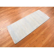 Load image into Gallery viewer, 2&#39;7&quot;x6&#39;2&quot; Old Lace White, Wool and Silk, Tone on Tone Grass Design, Hand Knotted, Short Runner Oriental Rug FWR468288