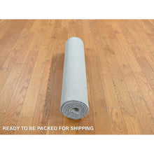 Load image into Gallery viewer, 2&#39;7&quot;x6&#39;2&quot; Old Lace White, Wool and Silk, Tone on Tone Grass Design, Hand Knotted, Short Runner Oriental Rug FWR468288