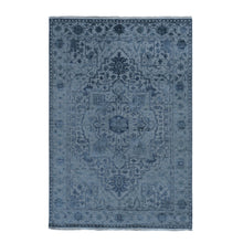 Load image into Gallery viewer, 6&#39;x9&#39;2&quot; Stone Gray, Heriz Design, Wool and Silk, Hi-lo Pile, Hand Knotted, Oriental Rug FWR468294