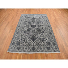 Load image into Gallery viewer, 6&#39;x9&#39;2&quot; Stone Gray, Heriz Design, Wool and Silk, Hi-lo Pile, Hand Knotted, Oriental Rug FWR468294