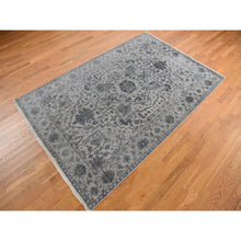 Load image into Gallery viewer, 6&#39;x9&#39;2&quot; Stone Gray, Heriz Design, Wool And Silk, Hi-lo Pile, Hand Knotted, Oriental Rug FWR468294