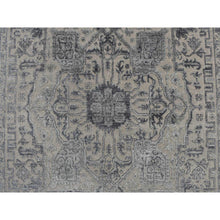 Load image into Gallery viewer, 6&#39;x9&#39;2&quot; Stone Gray, Heriz Design, Wool And Silk, Hi-lo Pile, Hand Knotted, Oriental Rug FWR468294