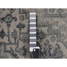 Load image into Gallery viewer, 6&#39;x9&#39;2&quot; Stone Gray, Heriz Design, Wool and Silk, Hi-lo Pile, Hand Knotted, Oriental Rug FWR468294