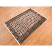 Load image into Gallery viewer, 3&#39;5&quot;x4&#39;10&quot; Almond Brown, Mori Bokara with Jaldar Geometric Design, 100% Wool, Hand Knotted, Oriental Rug FWR468318