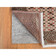 Load image into Gallery viewer, 3&#39;5&quot;x4&#39;10&quot; Almond Brown, Mori Bokara with Jaldar Geometric Design, 100% Wool, Hand Knotted, Oriental Rug FWR468318