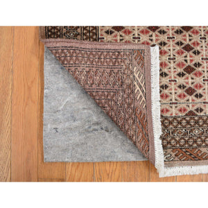3'5"x4'10" Almond Brown, Mori Bokara with Jaldar Geometric Design, 100% Wool, Hand Knotted, Oriental Rug FWR468318