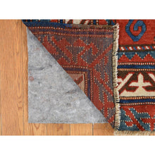 Load image into Gallery viewer, 6&#39;10&quot;x9&#39;3&quot; Scarlet Red, Antique Caucasian Swan Kazak, Vegetable Dyes, Good Condition, No Repairs, Clean, Rare Large Size, 100% Wool, Hand Knotted Oriental Rug FWR468336