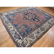 Load image into Gallery viewer, 11&#39;3&quot;x15&#39;3&quot; Vermilion Red, Antique Persian Serapi Heriz, 100% Wool, Hand Knotted, Even Wear, Clean, Sides And Ends Secured, Oversized Oriental Rug FWR468342