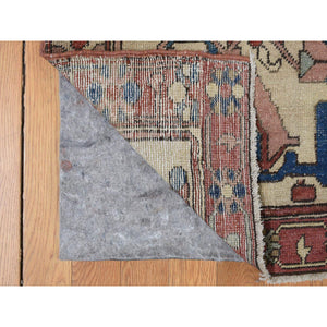 11'3"x15'3" Vermilion Red, Antique Persian Serapi Heriz, 100% Wool, Hand Knotted, Even Wear, Clean, Sides and Ends Secured, Oversized Oriental Rug FWR468342