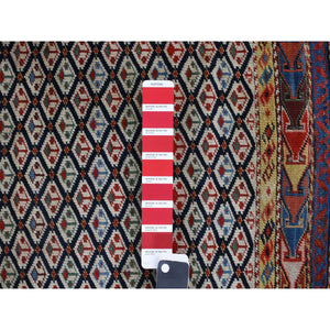 3'1"x6' Smoke White with Prussian Blue, Antique Shirvan Caucasian with Prayer Design, 100% Wool, Hand Knotted, Good Condition, Even Wear, Clean, Sides and Ends Professionally Secured, Runner Oriental Rug FWR468354