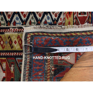 3'1"x6' Smoke White with Prussian Blue, Antique Shirvan Caucasian with Prayer Design, 100% Wool, Hand Knotted, Good Condition, Even Wear, Clean, Sides and Ends Professionally Secured, Runner Oriental Rug FWR468354