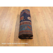 Load image into Gallery viewer, 6&#39;2&quot;x9&#39;9&quot; Braves Navy Blue, Antique Caucasian Kazak, 100% Wool, Hand Knotted, Good Condition, Signed And Dated 1929, Clean, Sides And Ends Professionally Secured, Large Runner Oriental Rug FWR468360