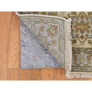 3'x5'1" Acoustic White, Extra Soft Wool, Hand Knotted, Karajeh Design Tribal Medallions, Runner Oriental Rug FWR468372