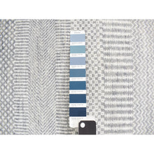 Load image into Gallery viewer, 2&#39;6&quot;x12&#39; Periwinkle Blue, Grass Design, Hand Knotted, Wool and Silk, Tone on Tone Modern, Runner Oriental Rug FWR468402