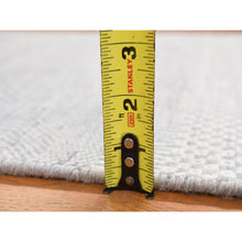 Load image into Gallery viewer, 2&#39;6&quot;x12&#39; Periwinkle Blue, Grass Design, Hand Knotted, Wool and Silk, Tone on Tone Modern, Runner Oriental Rug FWR468402