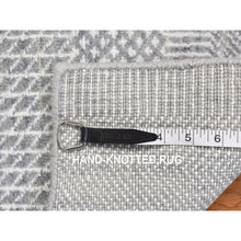 Load image into Gallery viewer, 2&#39;6&quot;x12&#39; Periwinkle Blue, Grass Design, Hand Knotted, Wool And Silk, Tone On Tone Modern, Runner Oriental Rug FWR468402