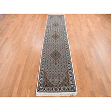 Load image into Gallery viewer, 2&#39;7&quot;x11&#39;10&quot; Ivory, Wool And Silk, Tabriz Mahi Medallion Design, Hand Knotted, Runner Oriental Rug FWR468408