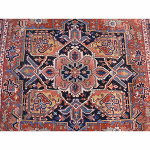 8'6"x12' Fire Brick Red, Antique Persian Heriz, Good Condition, Hand Knotted, 100% Wool, Clean, Sides And Ends Professionally Secured, Oriental Rug FWR468426