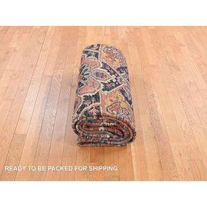 8'6"x12' Fire Brick Red, Antique Persian Heriz, Good Condition, Hand Knotted, 100% Wool, Clean, Sides And Ends Professionally Secured, Oriental Rug FWR468426