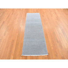 Load image into Gallery viewer, 2&#39;7&quot;x8&#39; Cloud Gray, Modern Grass Design, Wool And Silk, Hand Knotted, Tone On Tone, Runner Oriental Rug FWR468480