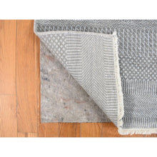 Load image into Gallery viewer, 2&#39;7&quot;x8&#39; Cloud Gray, Modern Grass Design, Wool And Silk, Hand Knotted, Tone On Tone, Runner Oriental Rug FWR468480