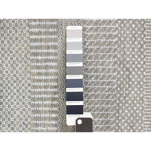 Load image into Gallery viewer, 2&#39;7&quot;x8&#39; Cloud Gray, Modern Grass Design, Wool And Silk, Hand Knotted, Tone On Tone, Runner Oriental Rug FWR468480
