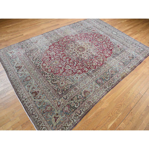 8'9"x12'6" Alabama Crimson Red, Antique Persian Khorasan, Hand Knotted, Pure Wool, Mint Condition, Full Pile and Soft, Cleaned with Sides and Ends Professionally Secured, Oriental Rug FWR468498