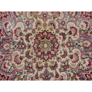 8'9"x12'6" Alabama Crimson Red, Antique Persian Khorasan, Hand Knotted, Pure Wool, Mint Condition, Full Pile and Soft, Cleaned with Sides and Ends Professionally Secured, Oriental Rug FWR468498