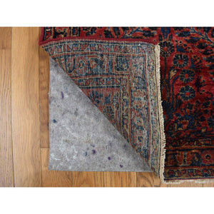 2'2"x13'1" Imperial Red, Antique Persian Sarouk, Even Wear, Hand Knotted, Clean, Pure Wool, Sides and Ends Professionally Secured, Runner Oriental Rug FWR468540