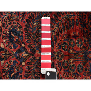 2'2"x13'1" Imperial Red, Antique Persian Sarouk, Even Wear, Hand Knotted, Clean, Pure Wool, Sides and Ends Professionally Secured, Runner Oriental Rug FWR468540