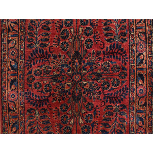 2'2"x13'1" Imperial Red, Antique Persian Sarouk, Even Wear, Hand Knotted, Clean, Pure Wool, Sides and Ends Professionally Secured, Runner Oriental Rug FWR468540