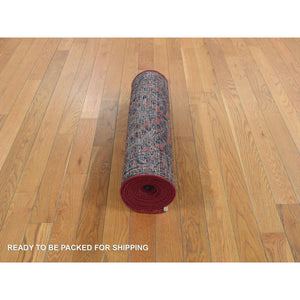 2'2"x13'1" Imperial Red, Antique Persian Sarouk, Even Wear, Hand Knotted, Clean, Pure Wool, Sides and Ends Professionally Secured, Runner Oriental Rug FWR468540