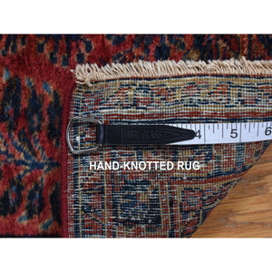 2'2"x13'1" Imperial Red, Antique Persian Sarouk, Even Wear, Hand Knotted, Clean, Pure Wool, Sides and Ends Professionally Secured, Runner Oriental Rug FWR468540